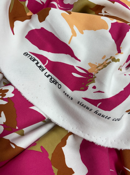 CK-9268W-B DESIGNER SIGNATURE LARGE FLORAL PRINT FRENCH TERRY COTTON KNIT. EMANUEL UNGARO. ITALY
