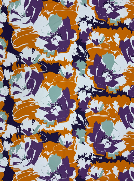 CK-9268W-A DESIGNER SIGNATURE LARGE FLORAL PRINT FRENCH TERRY COTTON KNIT. EMANUEL UNGARO. ITALY