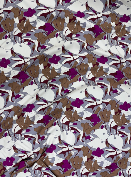 RV-9269W-A DESIGNER SIGNATURE RETRO LOTUS PRINT VISCOSE TWILL. EMANUEL UNGARO. ITALY