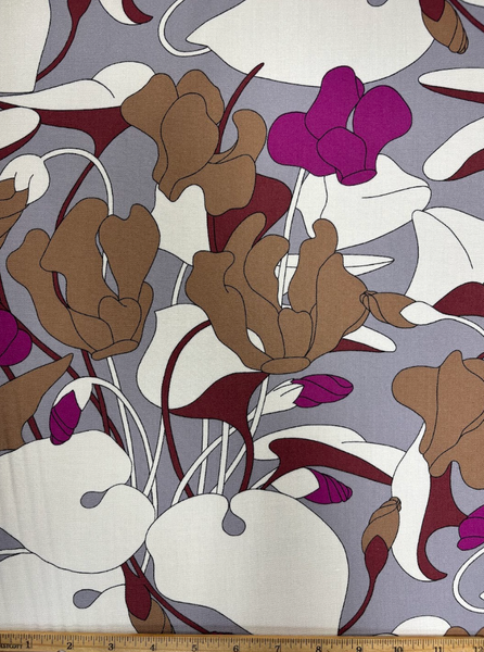 RV-9269W-A DESIGNER SIGNATURE RETRO LOTUS PRINT VISCOSE TWILL. EMANUEL UNGARO. ITALY