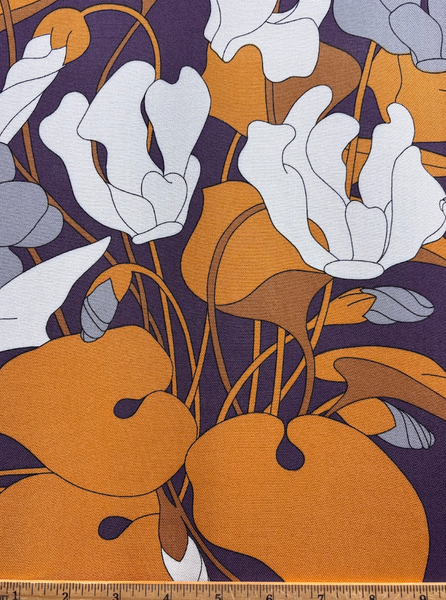 RV-9269W-B  DESIGNER SIGNATURE RETRO LOTUS PRINT VISCOSE TWILL. EMANUEL UNGARO. ITALY