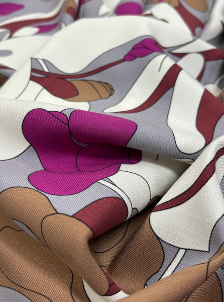 RV-9269W-A DESIGNER SIGNATURE RETRO LOTUS PRINT VISCOSE TWILL. EMANUEL UNGARO. ITALY