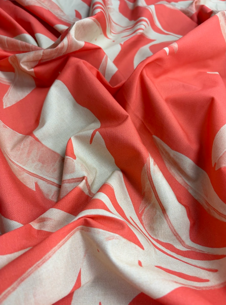 REF-211 LARGE BANANA LEAF PRINT COTTON POPLIN.  A CUT OF 1-1/4 YARD.