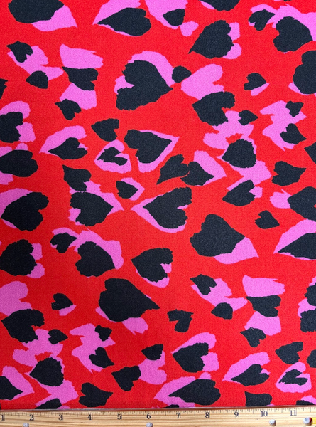REF-215 HEART PRINT VISCOSE CREPE. ITALY. A CUT OF 1 YARD.
