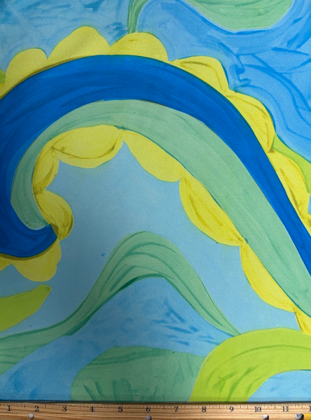REF-218 ABSTRACT PRINT POLY CHARMEUSE. ITALY. A CUT OF 2 YARDS.