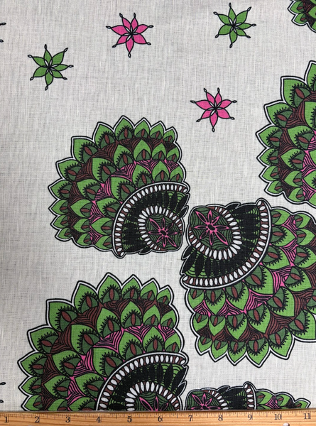 REF-220 DESIGNER BOHO PRINT LINEN. STELLA MCCARTNEY. ITALY.  A CUT OF 2-3/4 YARDS.