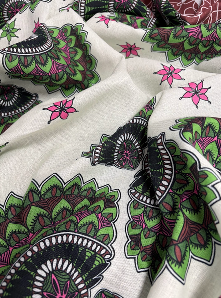 REF-220 DESIGNER BOHO PRINT LINEN. STELLA MCCARTNEY. ITALY.  A CUT OF 2-3/4 YARDS.