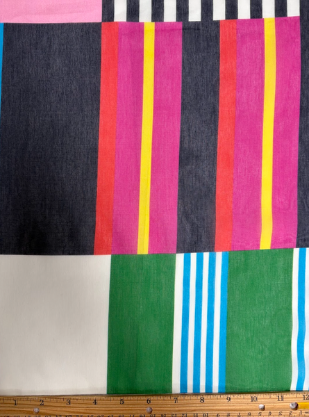 S-9256W DESIGNER GEOMETRIC PRINT SILK COTTON VOILE. MARINA RINALDI. ITALY