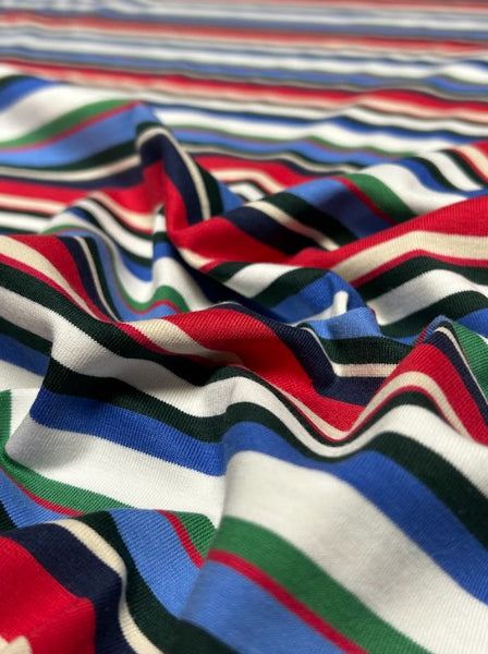 CK-9127W DESIGNER STRIPE PRINT COTTON KNIT. GALLO. ITALY