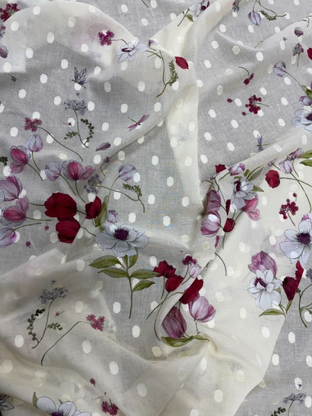 CP-9176W BOTANICAL PRINT COTTON VOILE FIL COUPE. ITALY