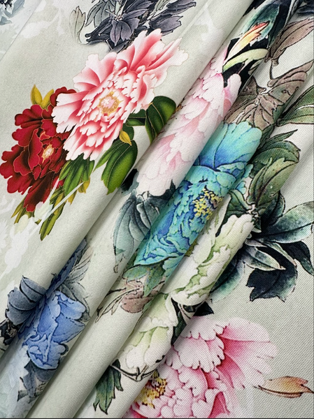 CT-9198W PEONY PRINT COTTON DENIM.ITALY