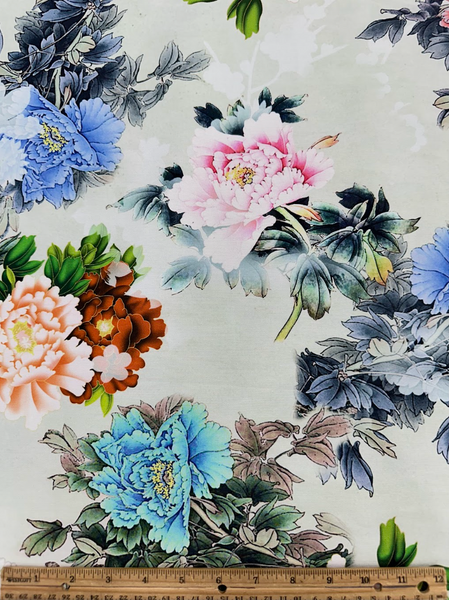 CT-9198W PEONY PRINT COTTON DENIM.ITALY