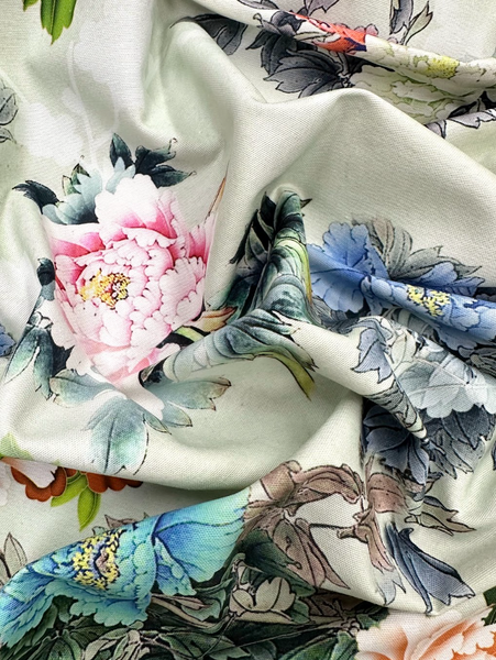 CT-9198W PEONY PRINT COTTON DENIM.ITALY