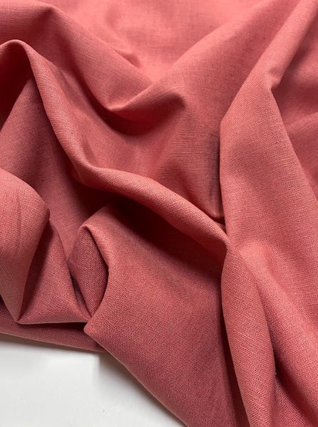 LI-9215W-A TERRACOTTA CLAY RED LINEN COTTON POPLIN. ITALY.