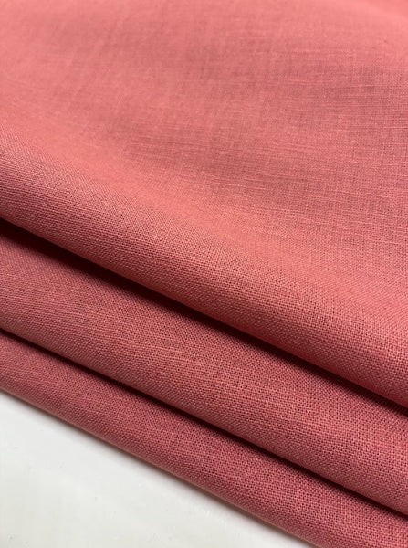 LI-9215W-A TERRACOTTA CLAY RED LINEN COTTON POPLIN. ITALY.