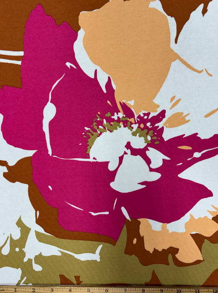 CK-9268W-B DESIGNER SIGNATURE LARGE FLORAL PRINT FRENCH TERRY COTTON KNIT. EMANUEL UNGARO. ITALY