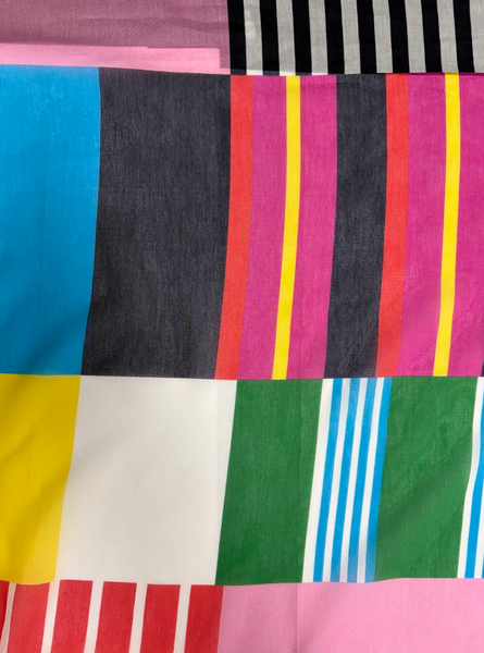 S-9256W DESIGNER GEOMETRIC PRINT SILK COTTON VOILE. MARINA RINALDI. ITALY