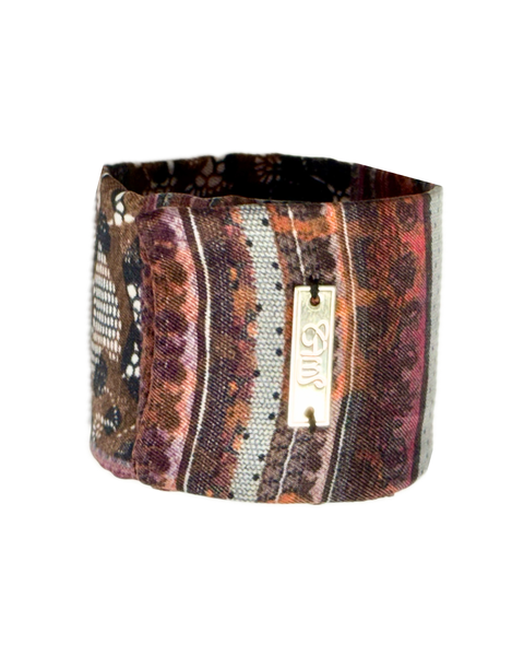 SB-1005 “RUSTIC ROMANCE" - DESIGNER SILK SLAP BRACELET "SAMS MAISON" - MADE IN FRANCE
