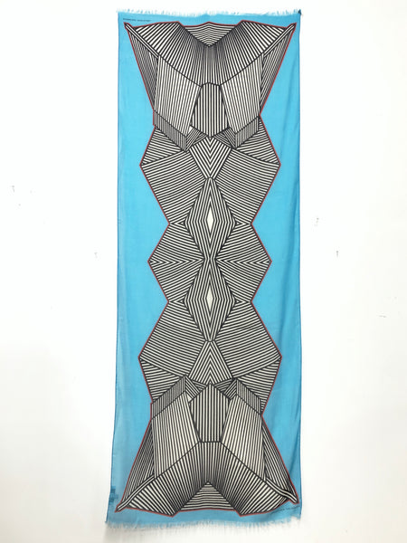 DS-1012-A "SKY ORIGAMI" - JONATHAN SAUNDERS DIGITAL PRINT CASHMERE SILK SCARF. MADE IN ITALY