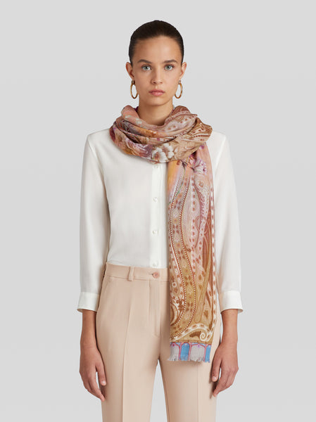 DS-1021 "COLOMBINA" - ETRO DIGITAL PRINT SILK SCARF. MADE IN ITALY