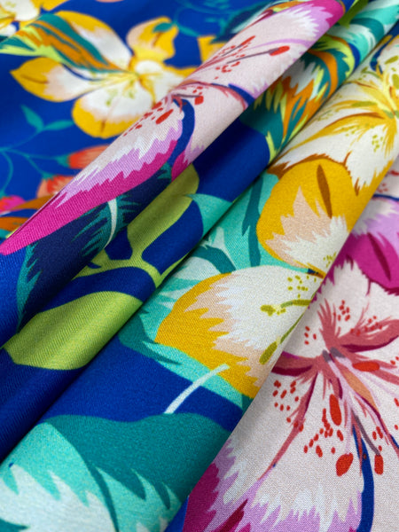 RV-7583W FLORAL FIESTA PRINT VISCOSE SATIN. ITALY