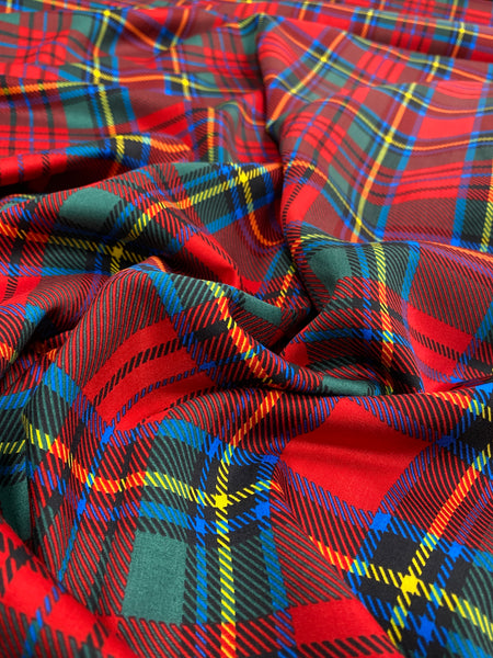 RV-7584W TARTAN PRINT VISCOSE CHALLIS. ITALY