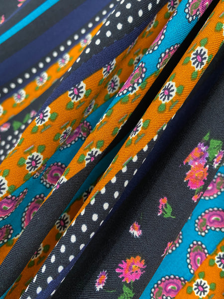 RV-7586W WOODSTOCK STRIPE PRINT VISCOSE CHALLIS. ITALY