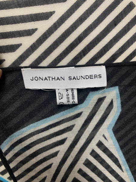 DS-1013 "RAVEN ORIGAMI" - JONATHAN SAUNDERS DIGITAL PRINT CASHMERE SILK SCARF. MADE IN ITALY