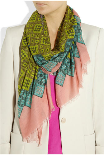 DS-1003 "GREEN VALLEY" - JONATHAN SAUNDERS DIGITAL PRINT CASHMERE MODAL SCARF. MADE IN ITALY