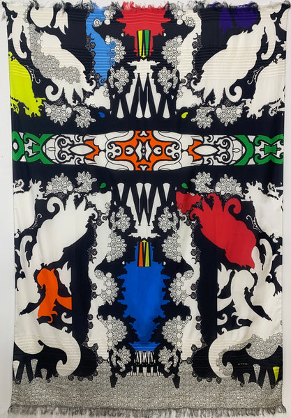 DS-1021 "COLOMBINA" - ETRO DIGITAL PRINT SILK SCARF. MADE IN ITALY