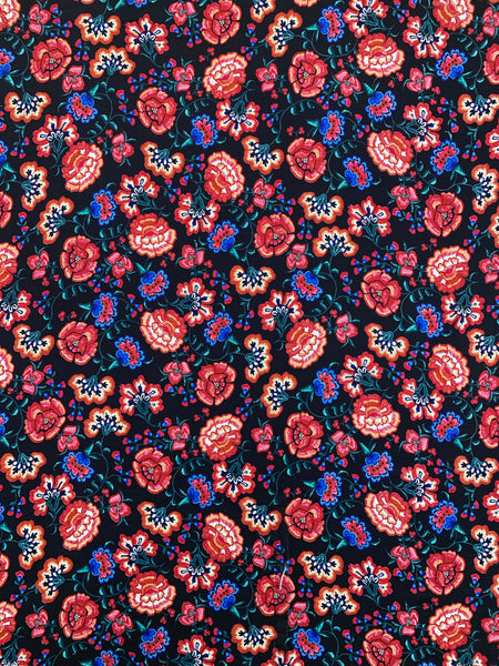 S-7439W FLAMENCO FLORAL SILK VISCOSE TWILL.