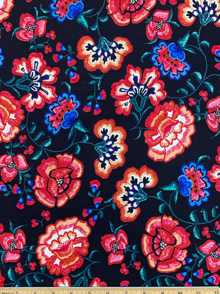 S-7439W FLAMENCO FLORAL SILK VISCOSE TWILL.