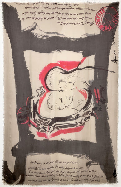 AW-1034 "GEMINI" - BRITISH DESIGNER DIGITAL PRINT CASHMERE MODAL SCARF. MADE IN ITALY