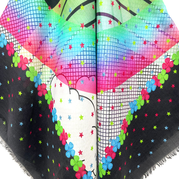 VL-7000 "PEACE AND LUCK" - VASSILISA DIGITAL PRINT MODAL AND CASHMERE SCARF. MADE IN ITALY