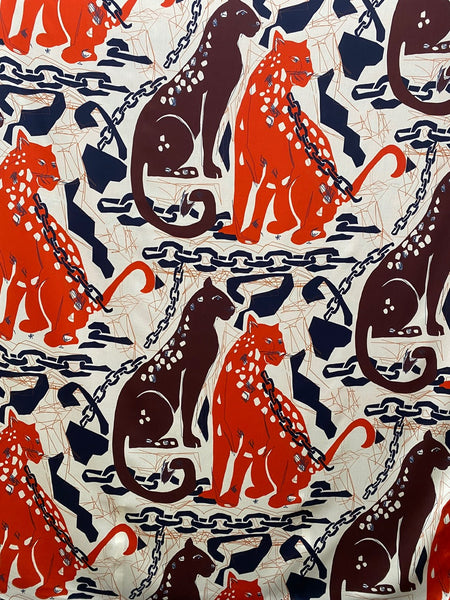 RV-7518W UNCHAINED CAT PRINT VISCOSE CHALLIS. ITALY