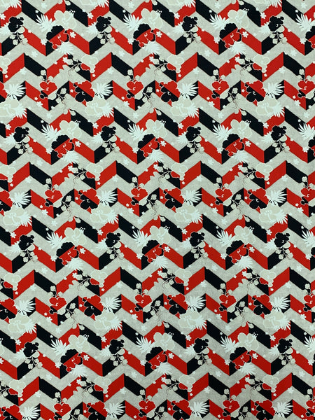 CP-7490W FLORAL CHEVRON PRINT COTTON POPLIN. ITALY