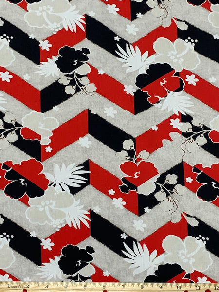 CP-7490W FLORAL CHEVRON PRINT COTTON POPLIN. ITALY