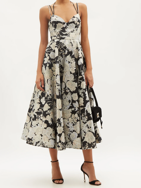 MB-7657W EXCLUSIVE DESIGNER SILK BLEND BURNOUT JACQUARD. ERDEM. ITALY.