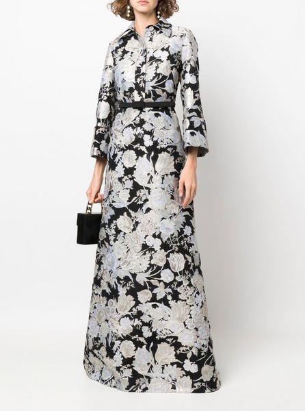 MB-7657W EXCLUSIVE DESIGNER SILK BLEND BURNOUT JACQUARD. ERDEM. ITALY.