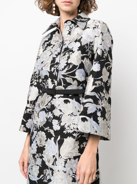 MB-7657W EXCLUSIVE DESIGNER SILK BLEND BURNOUT JACQUARD. ERDEM. ITALY.