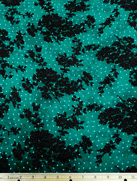 S-7636W FLORAL POLKA DOT PRINT SILK VISCOSE CREPON. ITALY