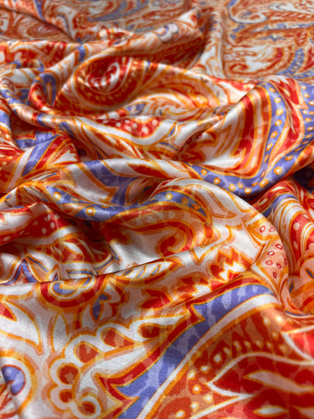 S-7591W PAISLEY PRINT SILK VISCOSE CHARMEUSE. ITALY.