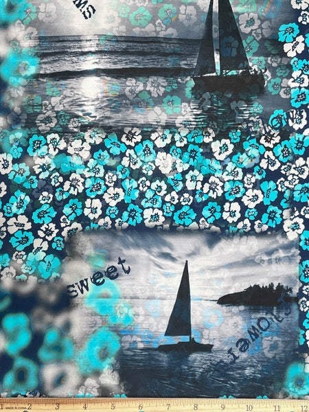 RV-7627W-A SAIL AWAY  PRINT VISCOSE SATIN FINISH. ITALY