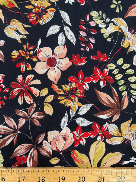 RV-7442W AUTUMN FLORAL VISCOSE TWILL. ITALY
