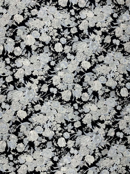 MB-7657W EXCLUSIVE DESIGNER SILK BLEND BURNOUT JACQUARD. ERDEM. ITALY.