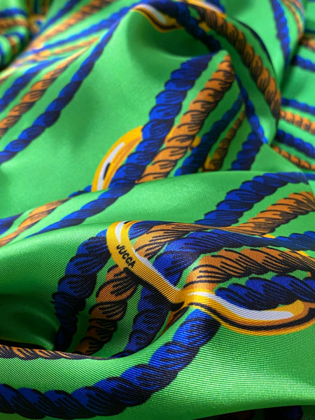RV-7618W  DESIGNER CORDA VERDE PRINT VISCOSE TWILL SATIN FINISH. JUCCA. ITALY