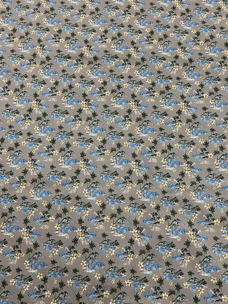 CP-7772W TREASURE ISLAND  PRINT STRETCH COTTON DENIM. ITALY