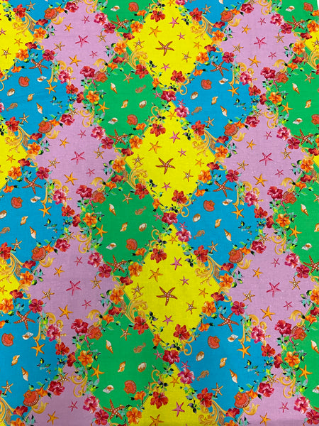 CP-7666W MARINE FANTASIA PRINT COTTON POPLIN. A CUT OF 1-5/8 YARDS. ITALY