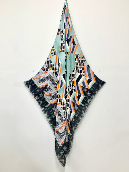DS-2010 "ORIGAMI" - PETER PILOTTO DIGITAL PRINT CASHMERE MODAL SCARF. MADE IN ITALY