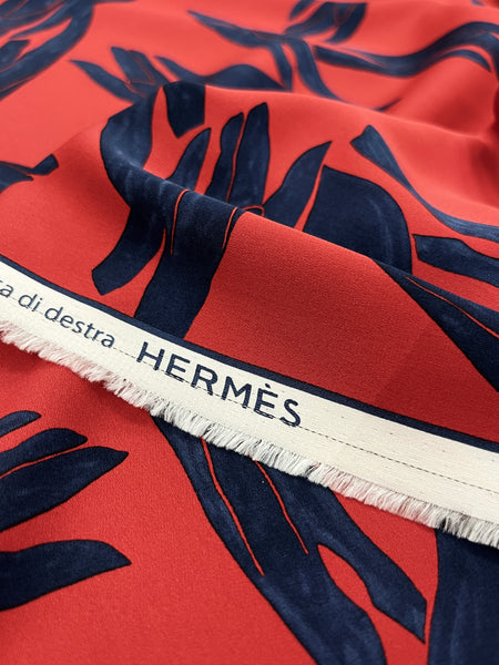 S-7612W DESIGNER HAND PRINT SILK CREPE DE CHINE. HERMES. ITALY